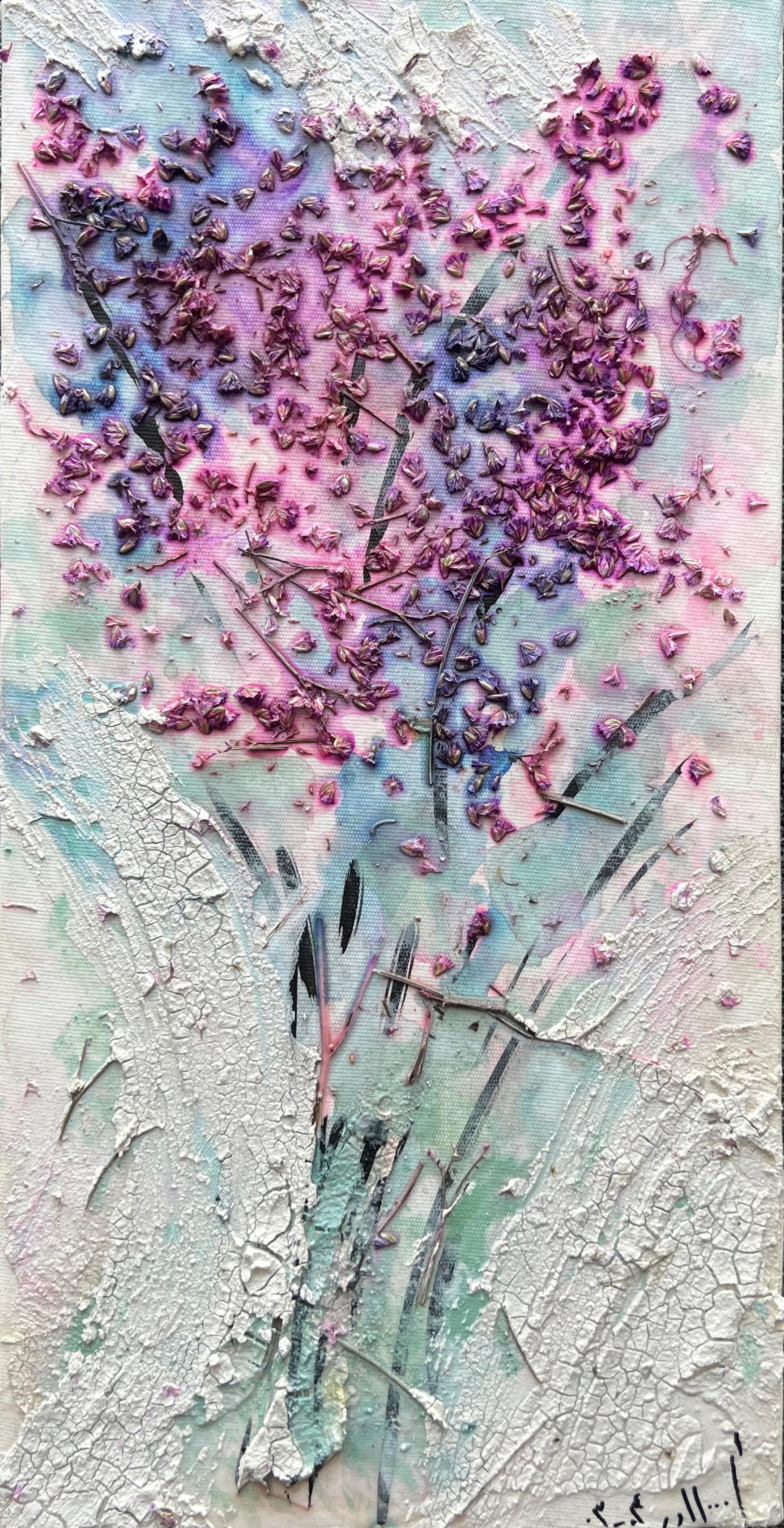 24 Maryam Salour Arghavan 1 Mixed Media on Canvas 39.5x20 Cm 2025 (1404)