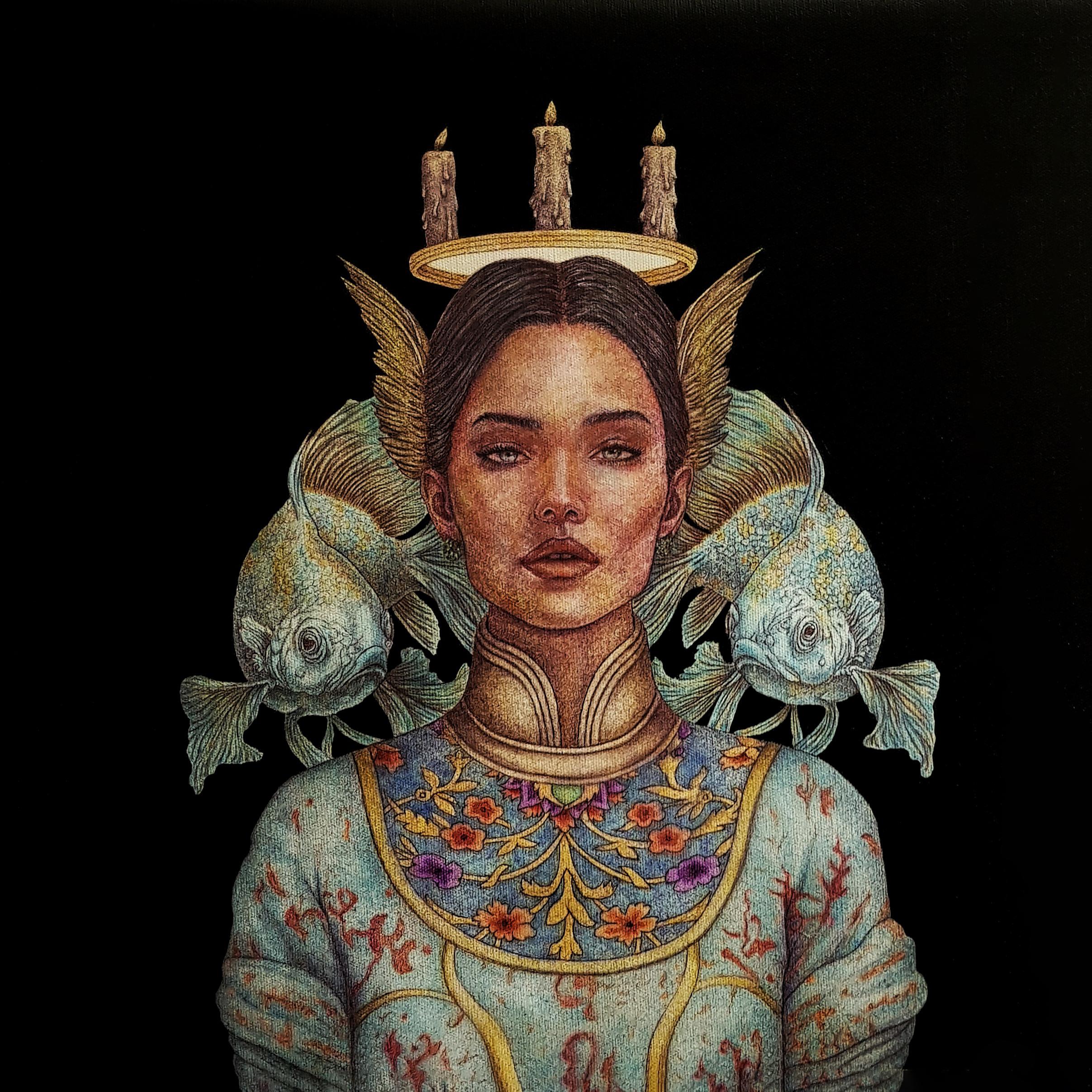 4 Alireza Chamak Untitled Ink of the Line Duet Pen & Acrylic on Canvas 60x60 Cm 2025(1404)