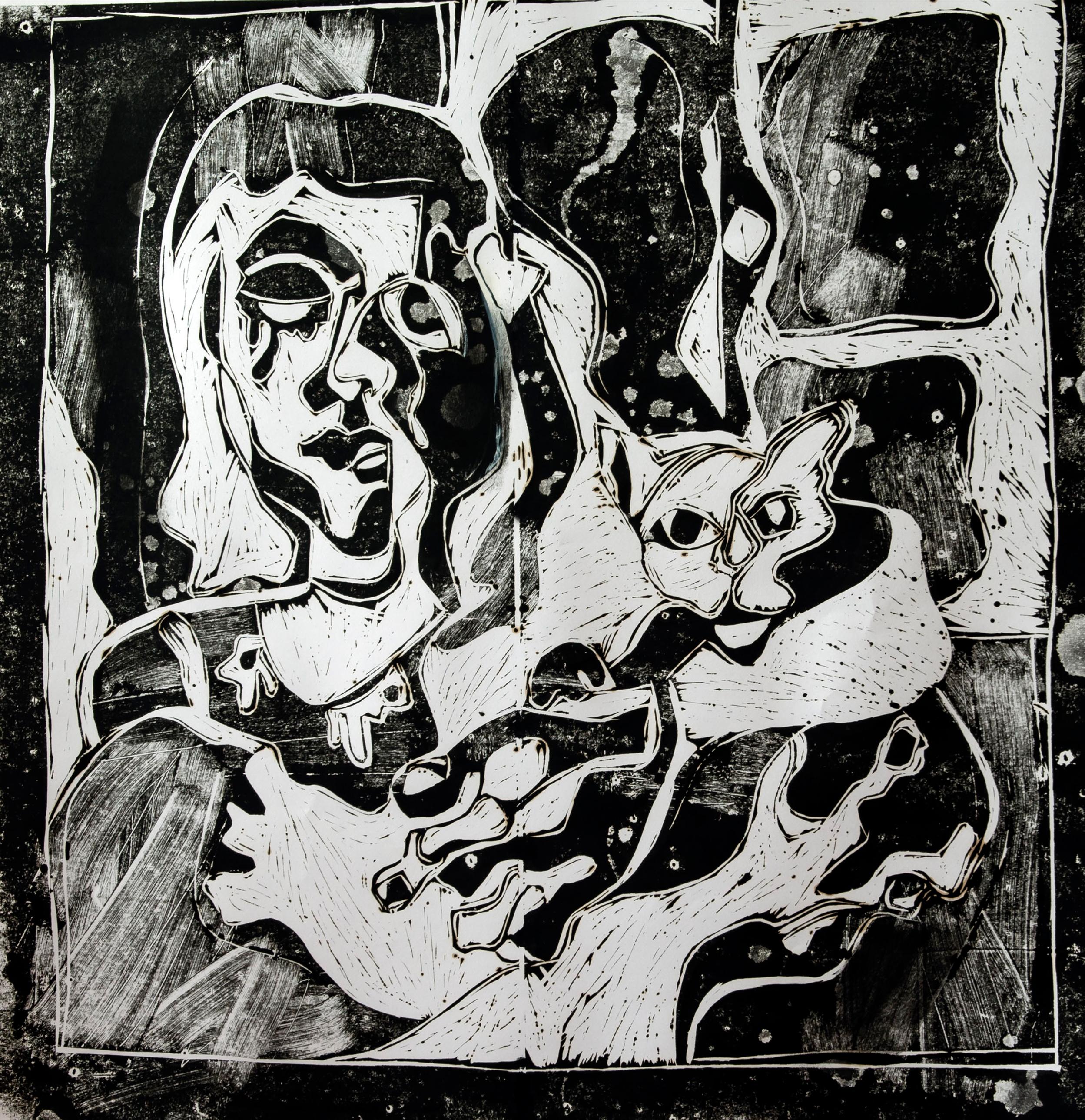 20 Marzieh Rahimi Memory Untitled Linoprint on Paper 58x58cm (73x73 Wf) 2022(1401)