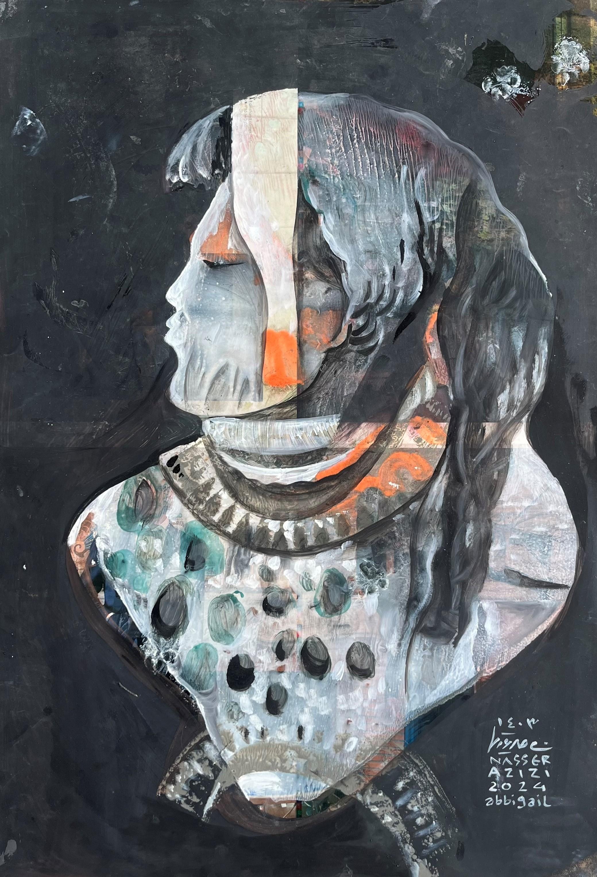 34 Nasser Azizi Abbigail the Other Face Mixed Media on Cardboard 70 X49 Cm 2024(1403)