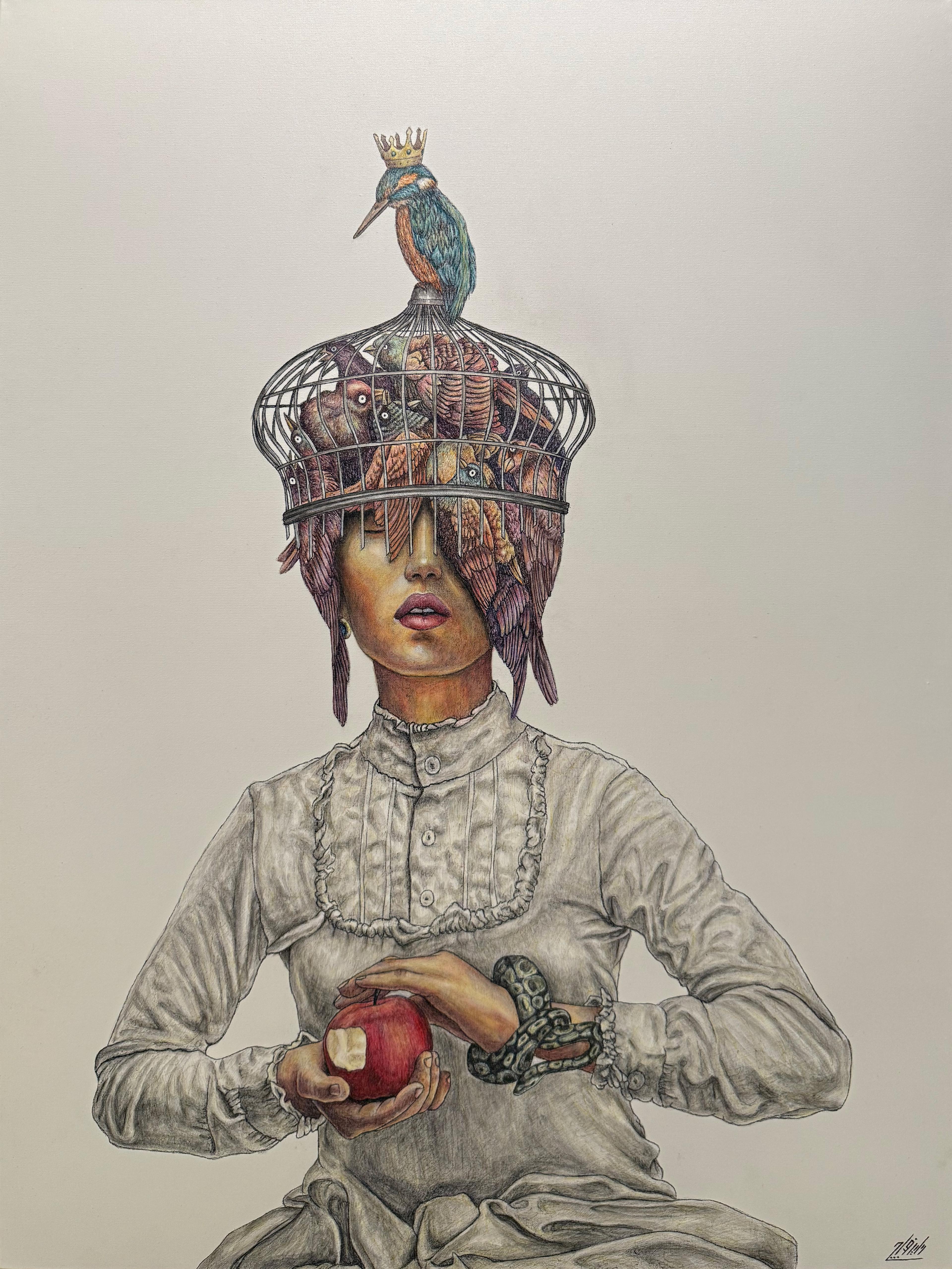 6 Alireza Chamak Untitled Ink of the Line Duet Pen on Canvas 80x60 Cm 2025(1404)