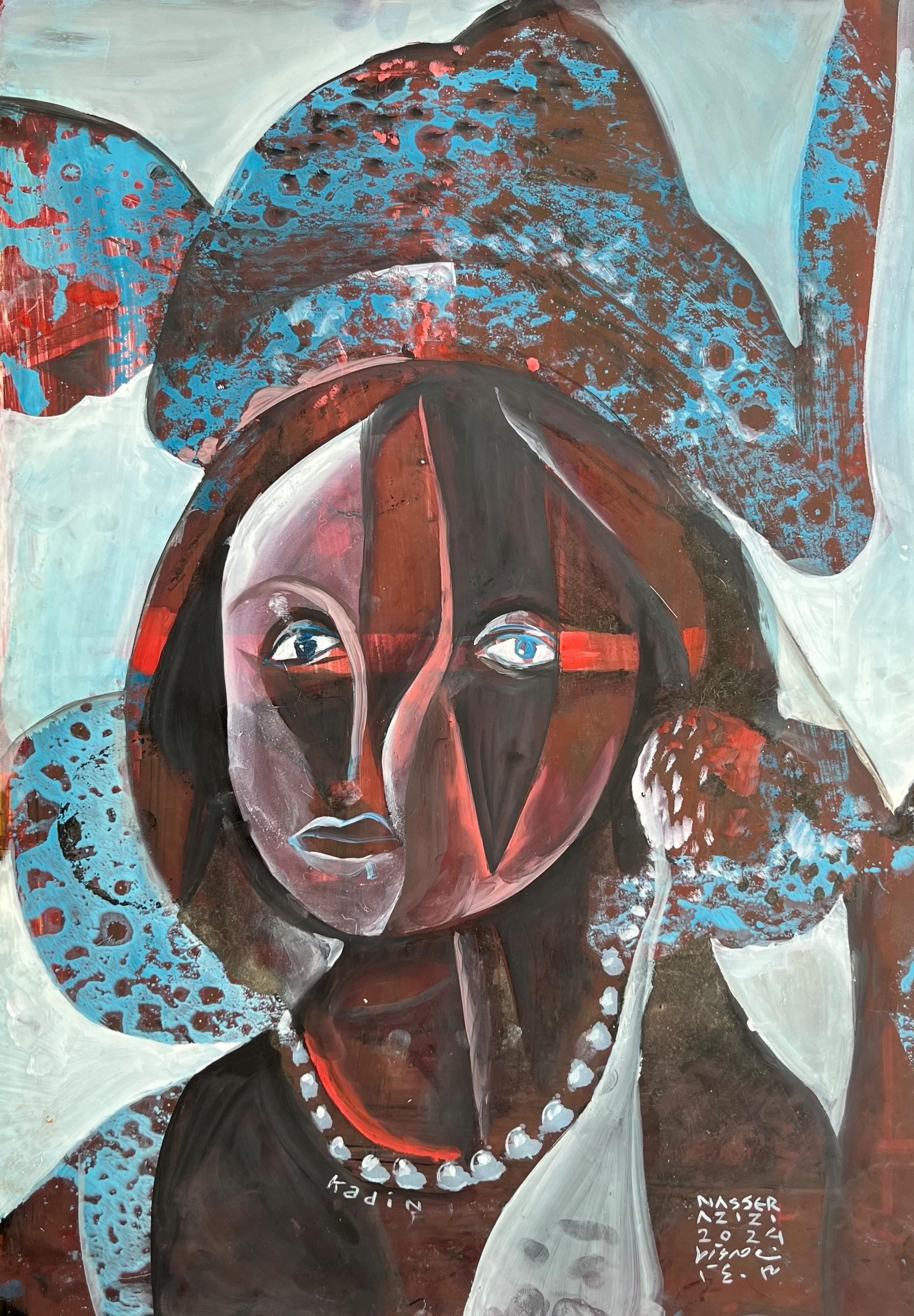 13 Nasser Azizi Kadin the Other Face Mixed Media on Cardboard 70 X49 Cm 2024(1403)