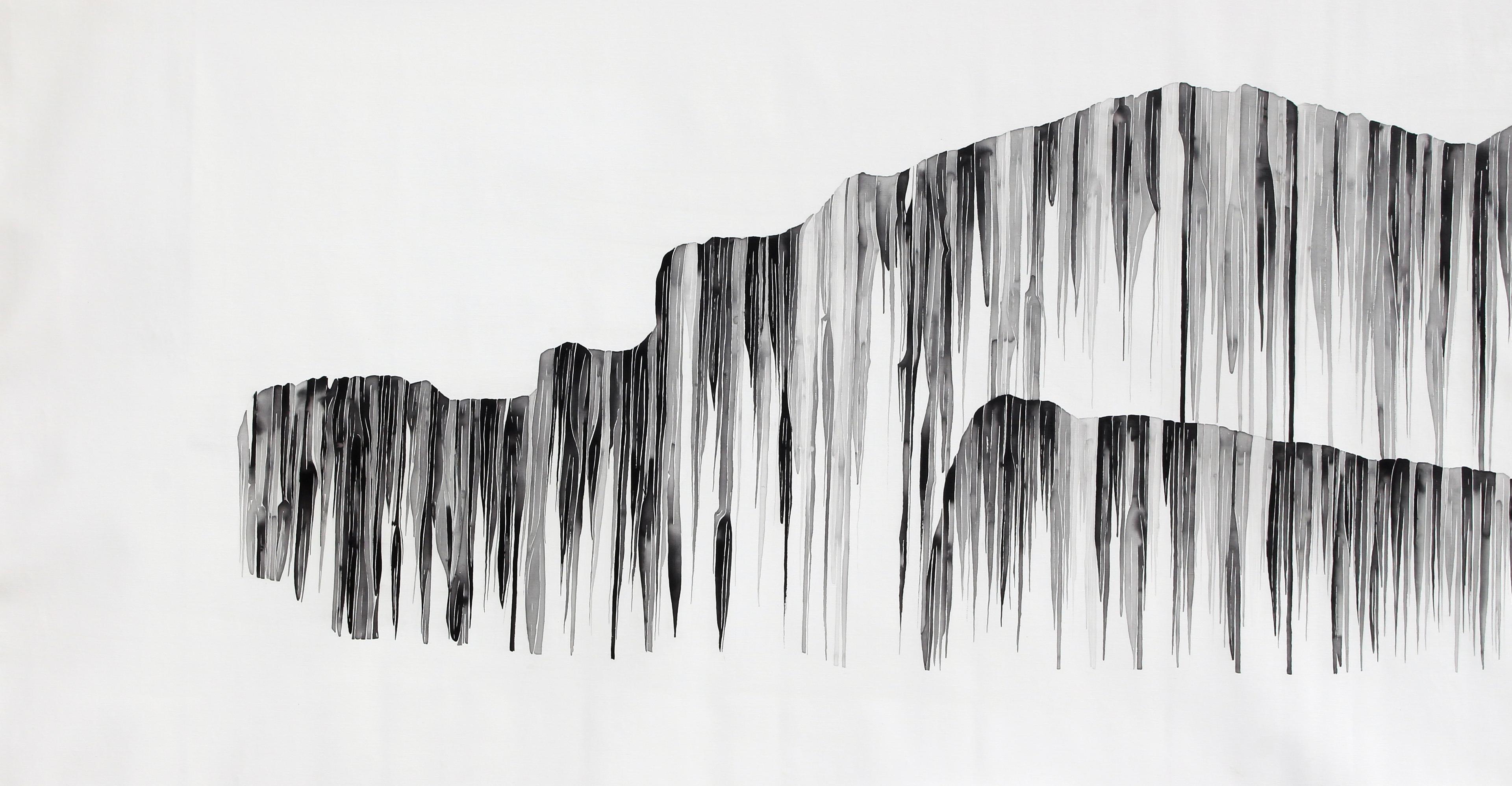 12  Somayeh Gholami  There Is Still Time Before the Snow on the Earth Melts  Where Letters Become Dreams Series  Acrylic Ink on Canvas  77 X 150  2025(1404)