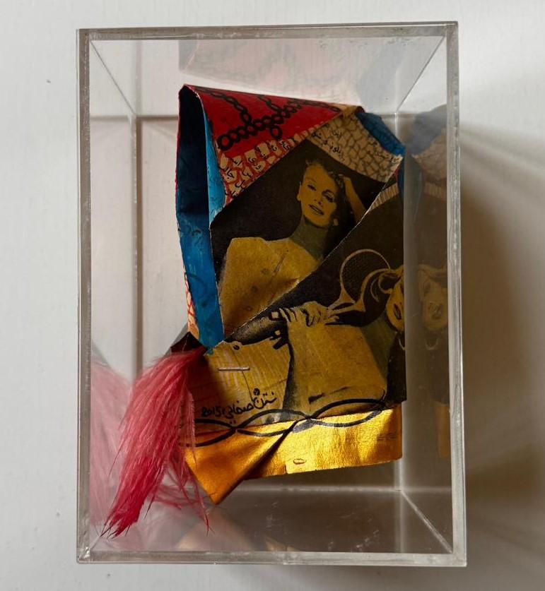 21 Nastaran Safaei Mixed Media With Paper Ettela'at Woman's Weekly Series 8x10x14cm 2015(1394)