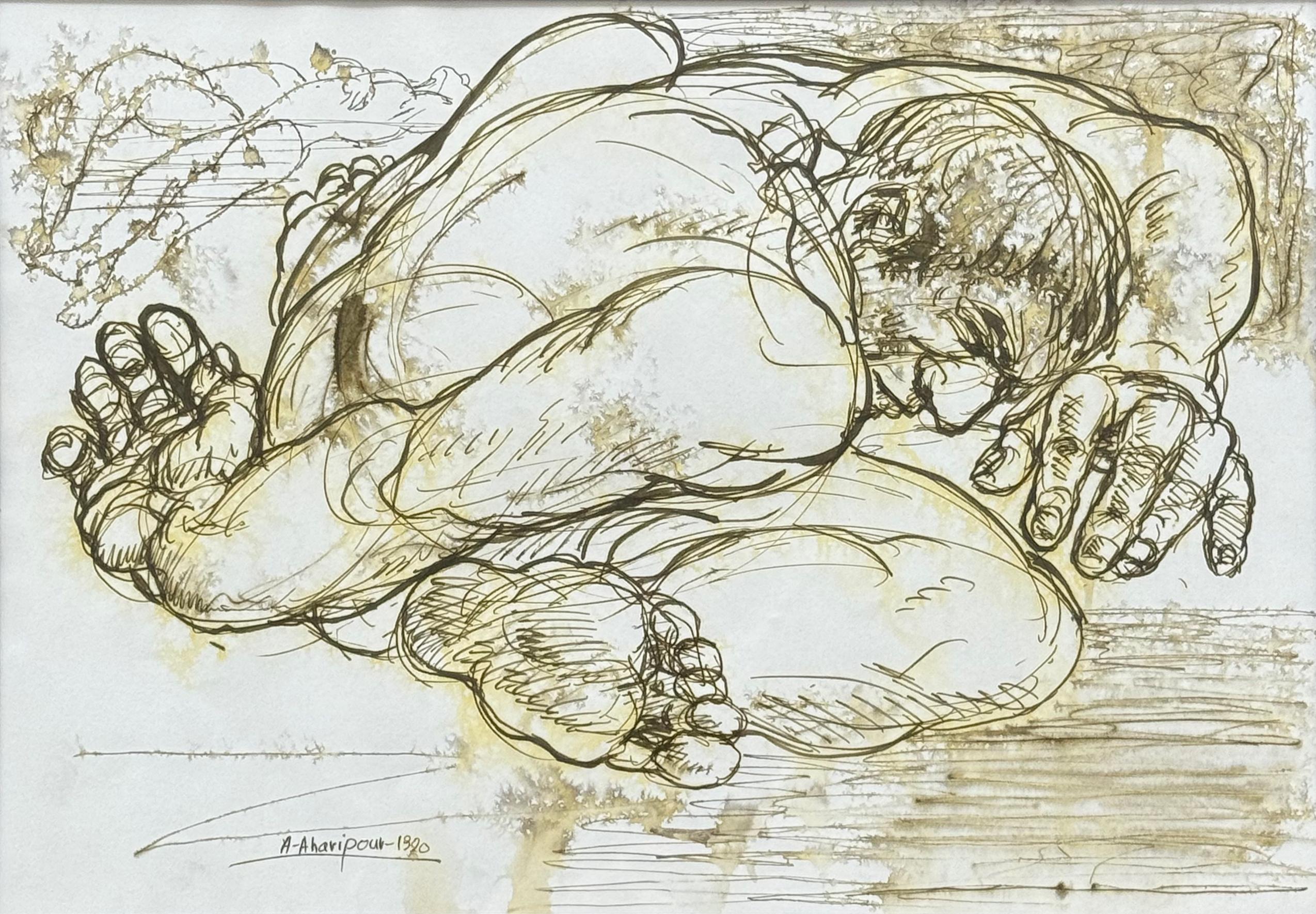 3  Asghar Aharipour Untitled Timeless Series Ink  & Ecoline on Paper 35x50 1390(2011)