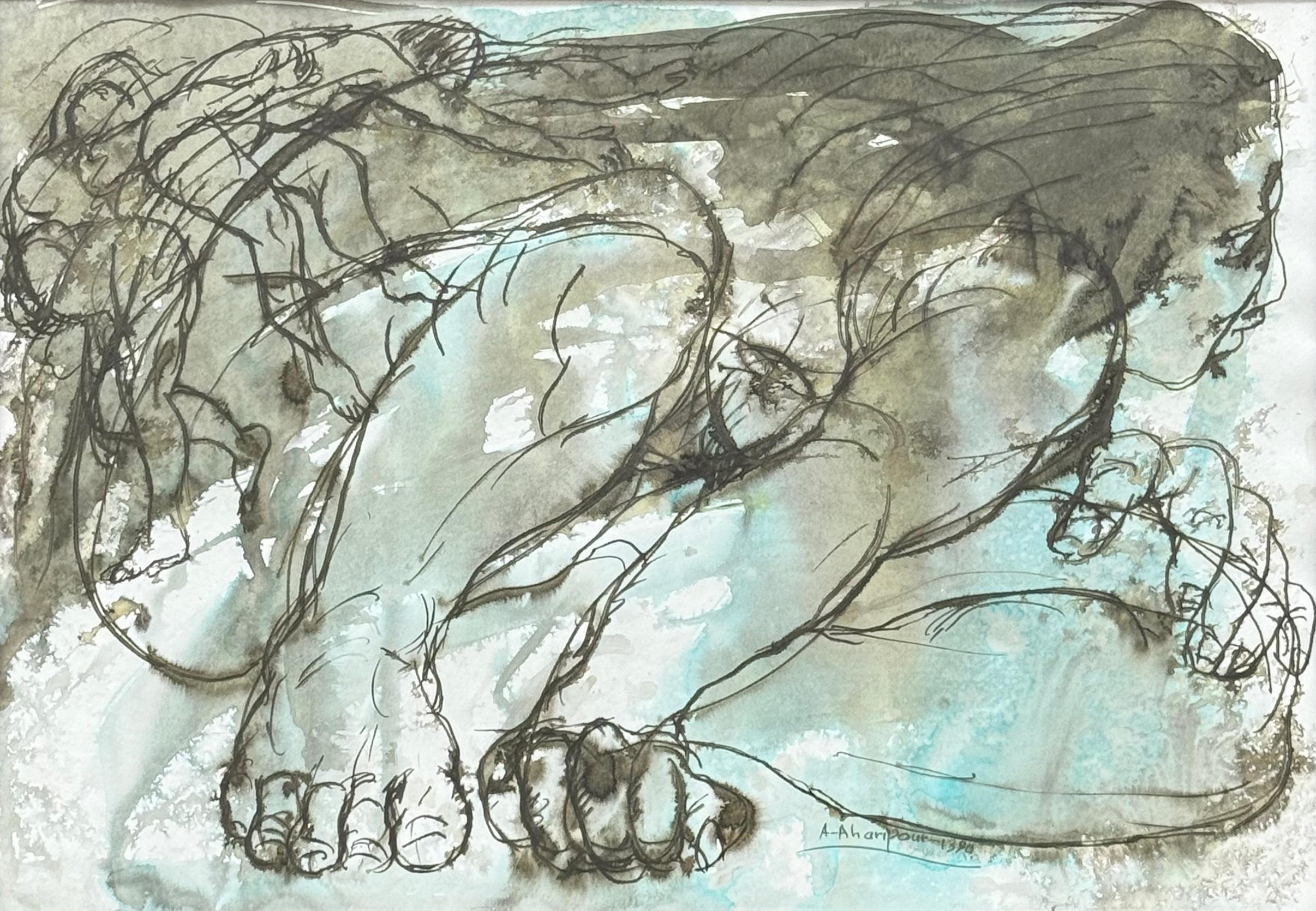 9  Asghar Aharipour Untitled Timeless Series Ink  & Ecoline on Paper 35x50 1390(2011)