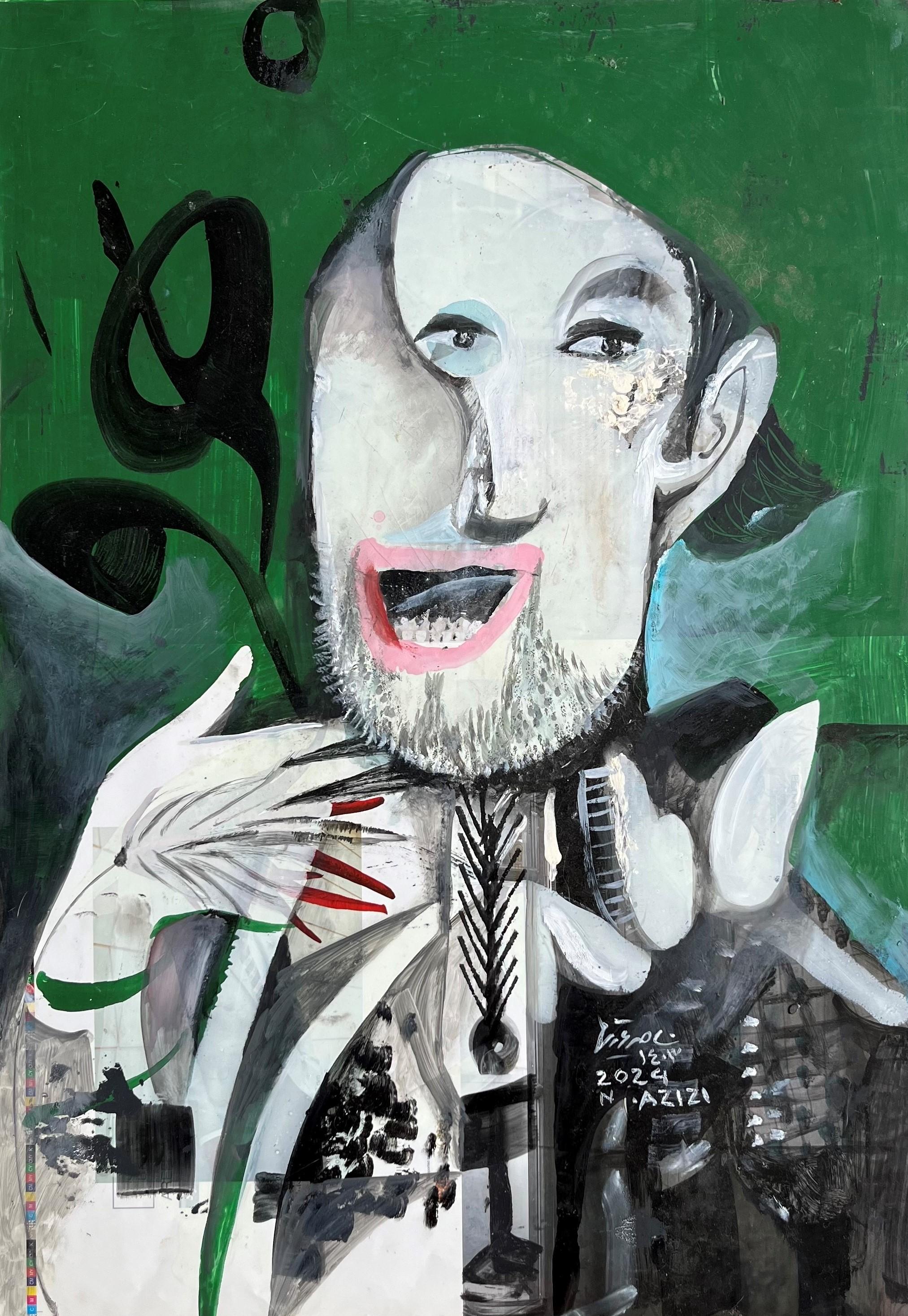 10 Nasser Azizi Bijan the Other Face Mixed Media on Cardboard 70 X49 Cm 2024(1403)