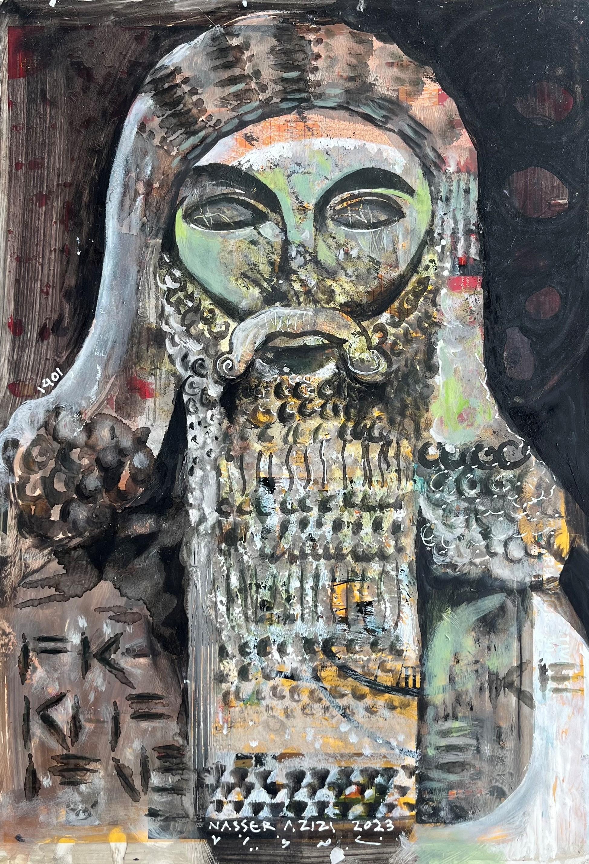 36 Nasser Azizi Untitled the Other Face Mixed Media on Cardboard 70 X49 Cm 2023(1401)
