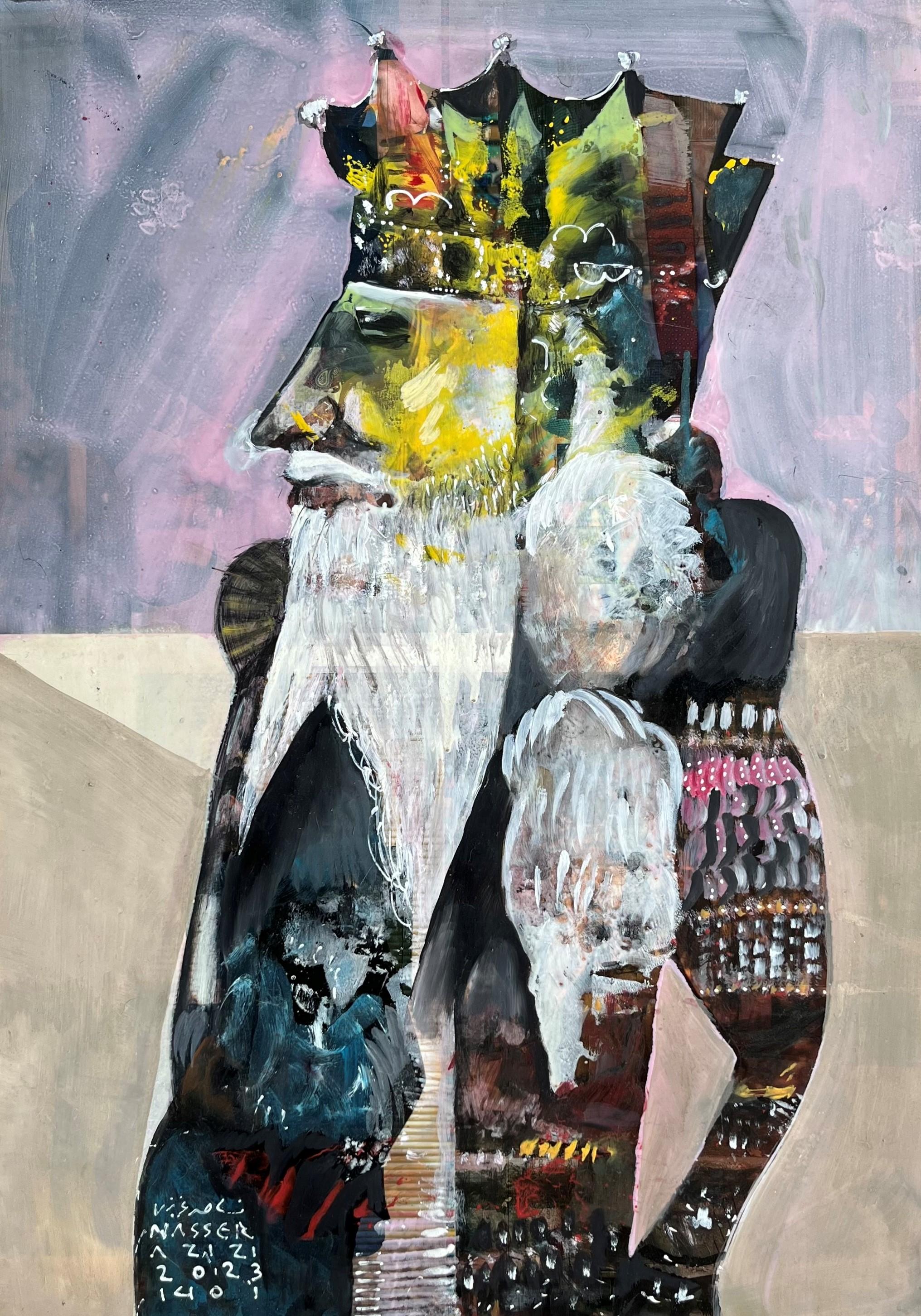 30 Nasser Azizi Untitled the Other Face  Mixed Media on Cardboard 70 X49 Cm 2023(1401)