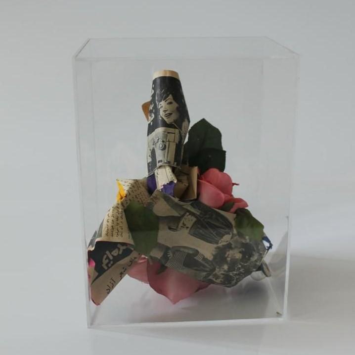 23 Nastaran Safaei Mixed Media With Paper Ettela'at Woman's Weekly Series 15x19x25cm 2015(1394)