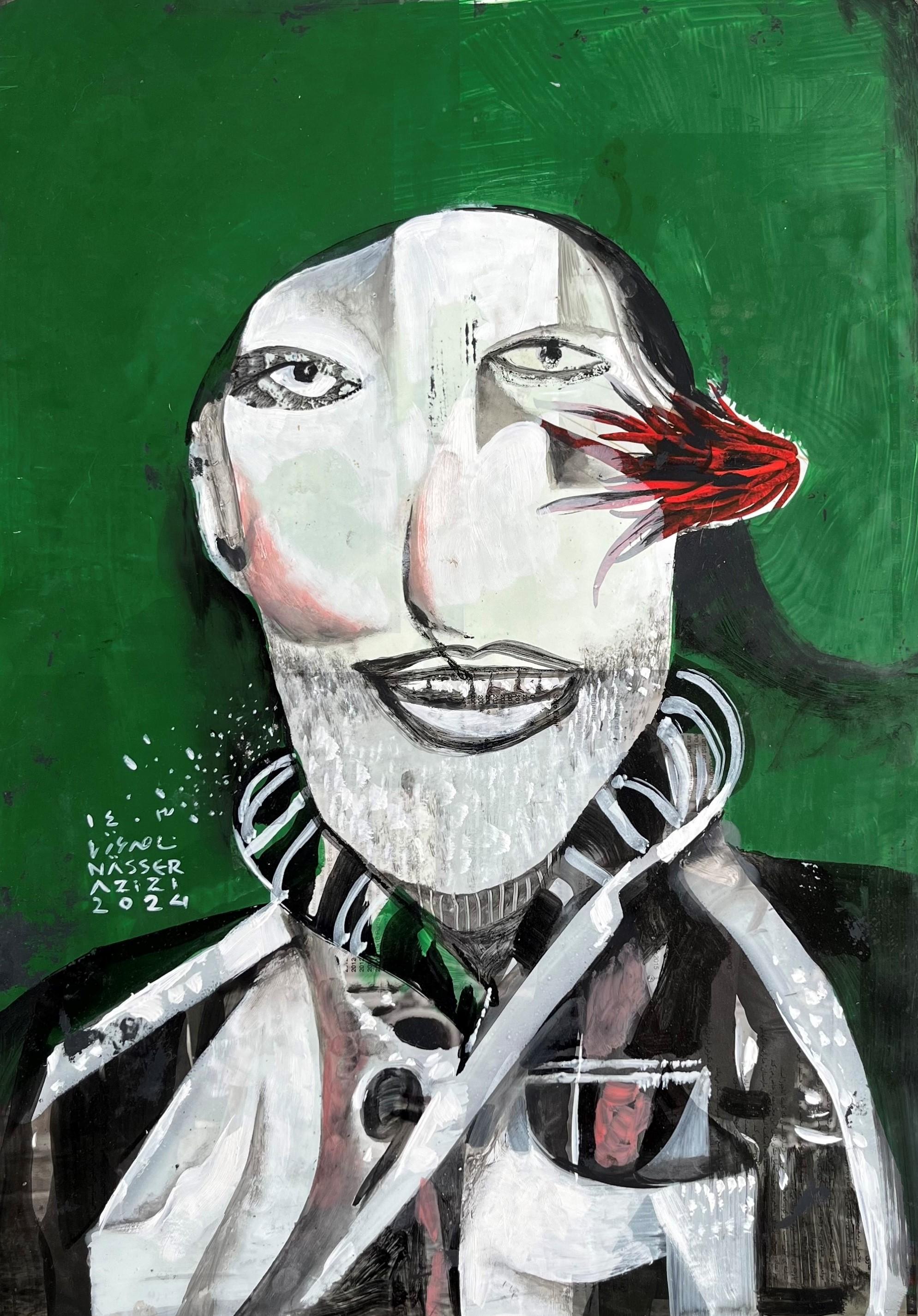 19 Nasser Azizi Shahram the Other Face Mixed Media on Cardboard 70 X49 Cm 2024(1403)