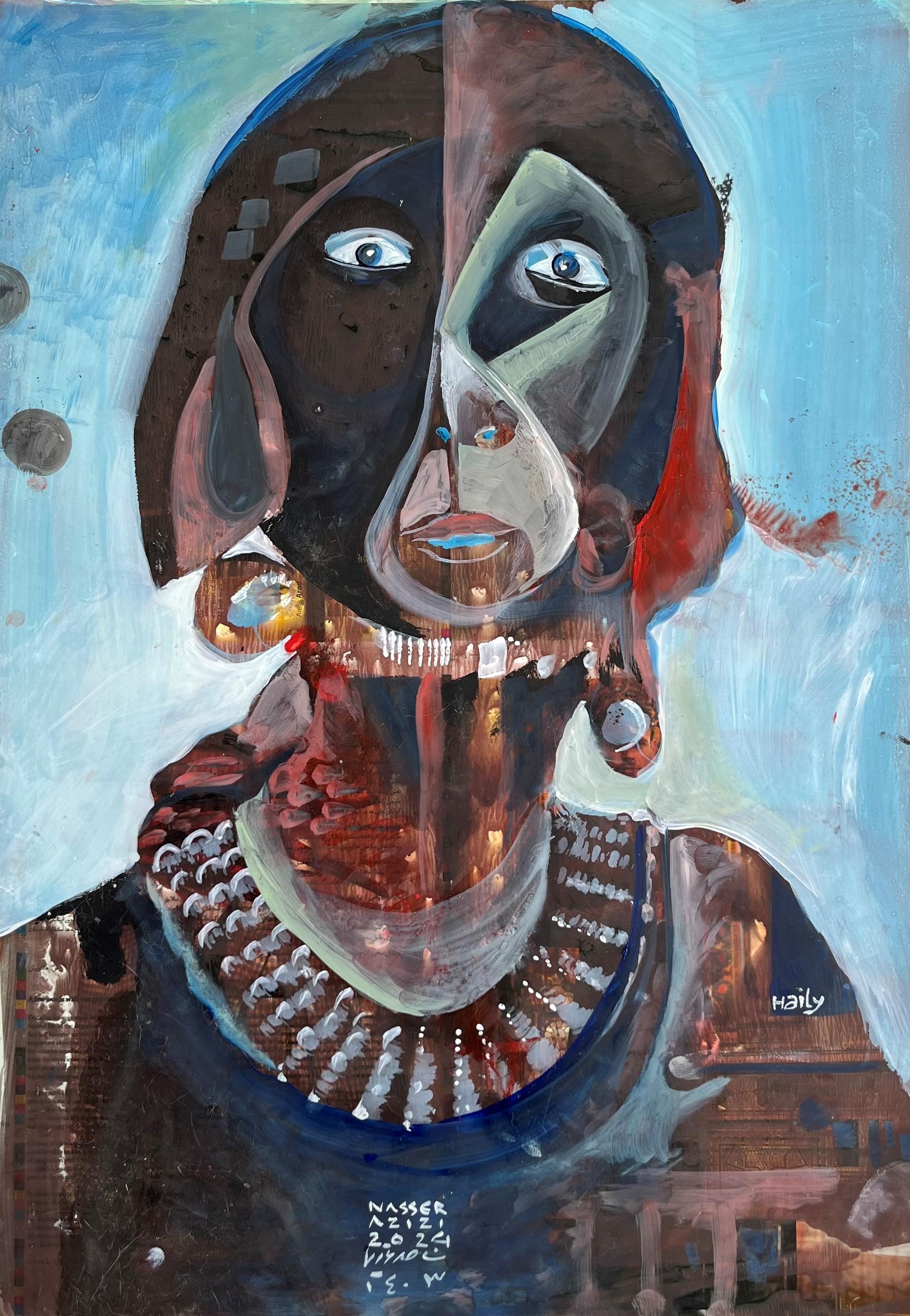 26 Nasser Azizi Haily the Other Face Mixed Media on Cardboard 70 X49 Cm 2024(1403)